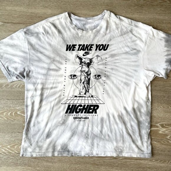 Nike Tie-Dye Graphic Loose Fit T-Shirt "We Take You Higher" Gray Men's Sz 2XL - Picture 1 of 10